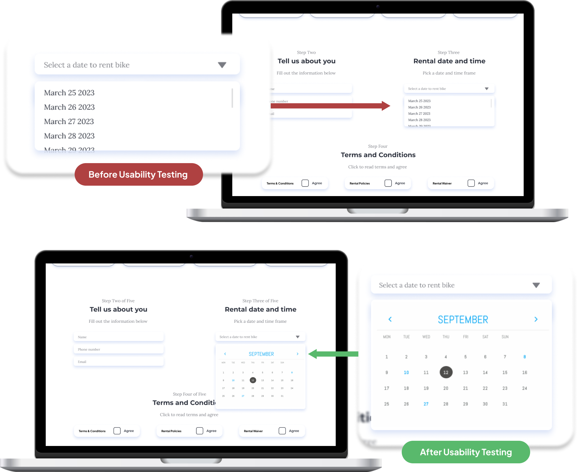 date picker iterations changes made to the design